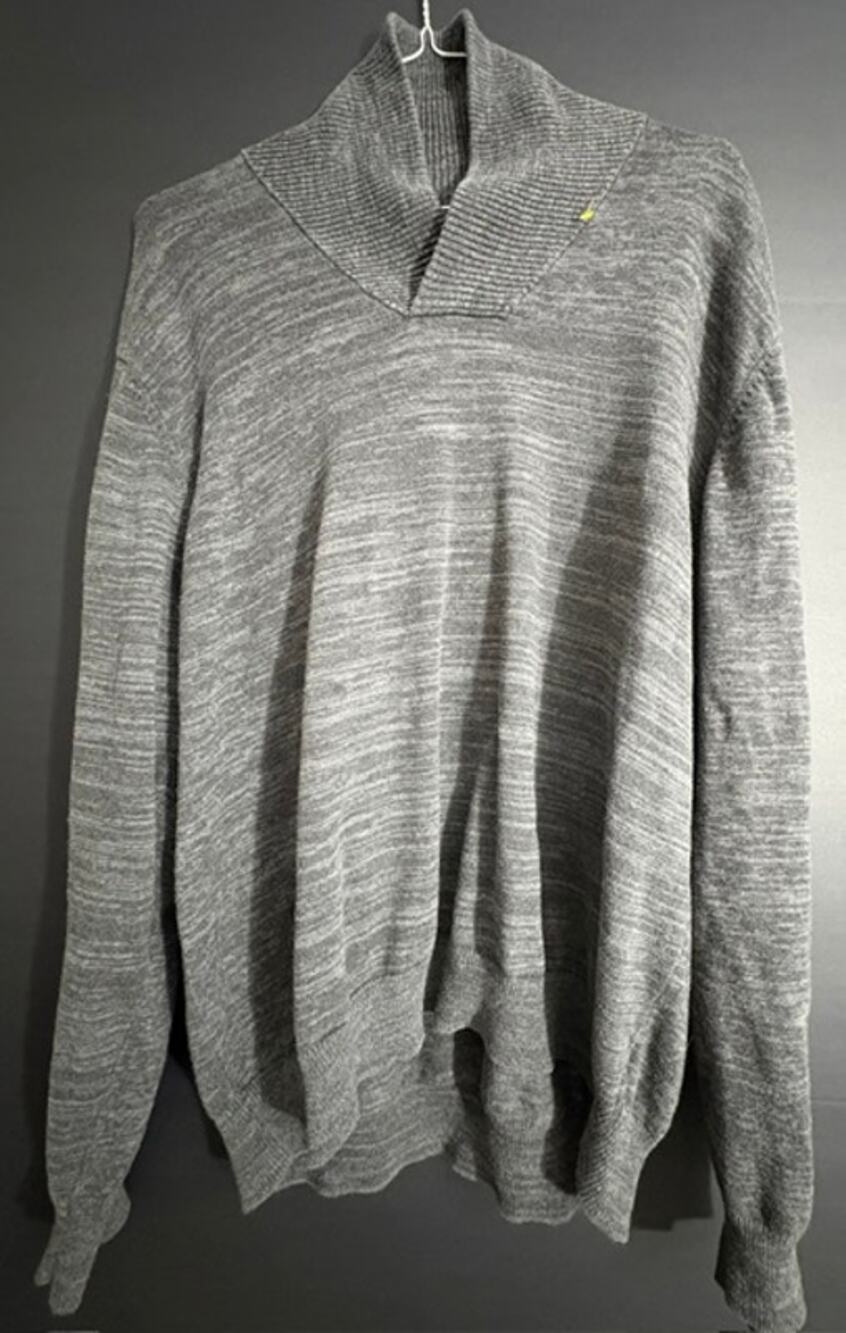 Van Heusen Studio Mens 2XL Gray Shawl Collar Sweater 100% Cotton Pullover XXL